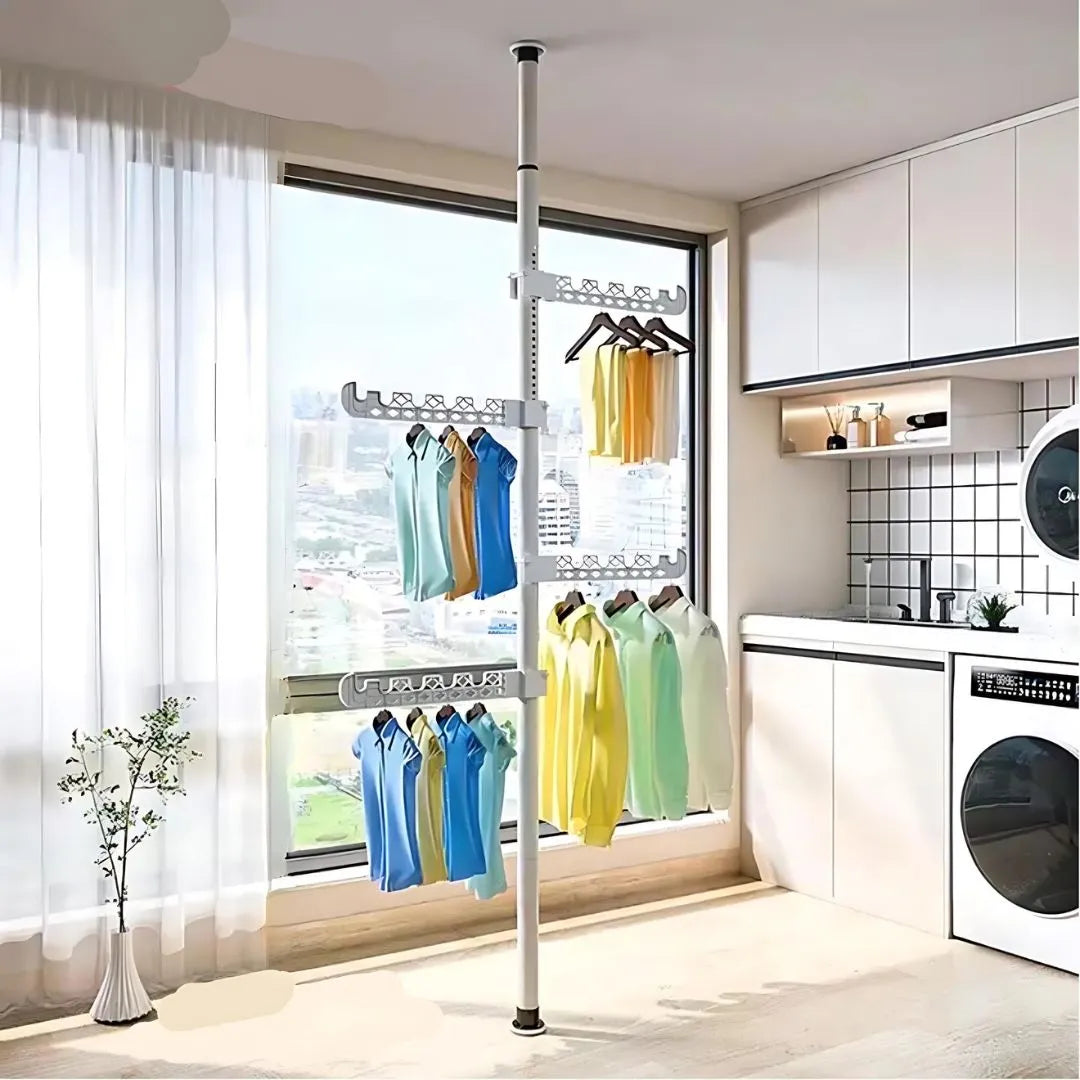 Tendedero de ropa vertical l Retráctil de piso a techo